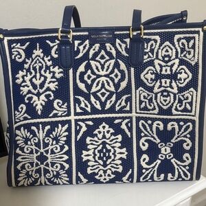 Viola Castellani Navy and White Tote Bag
